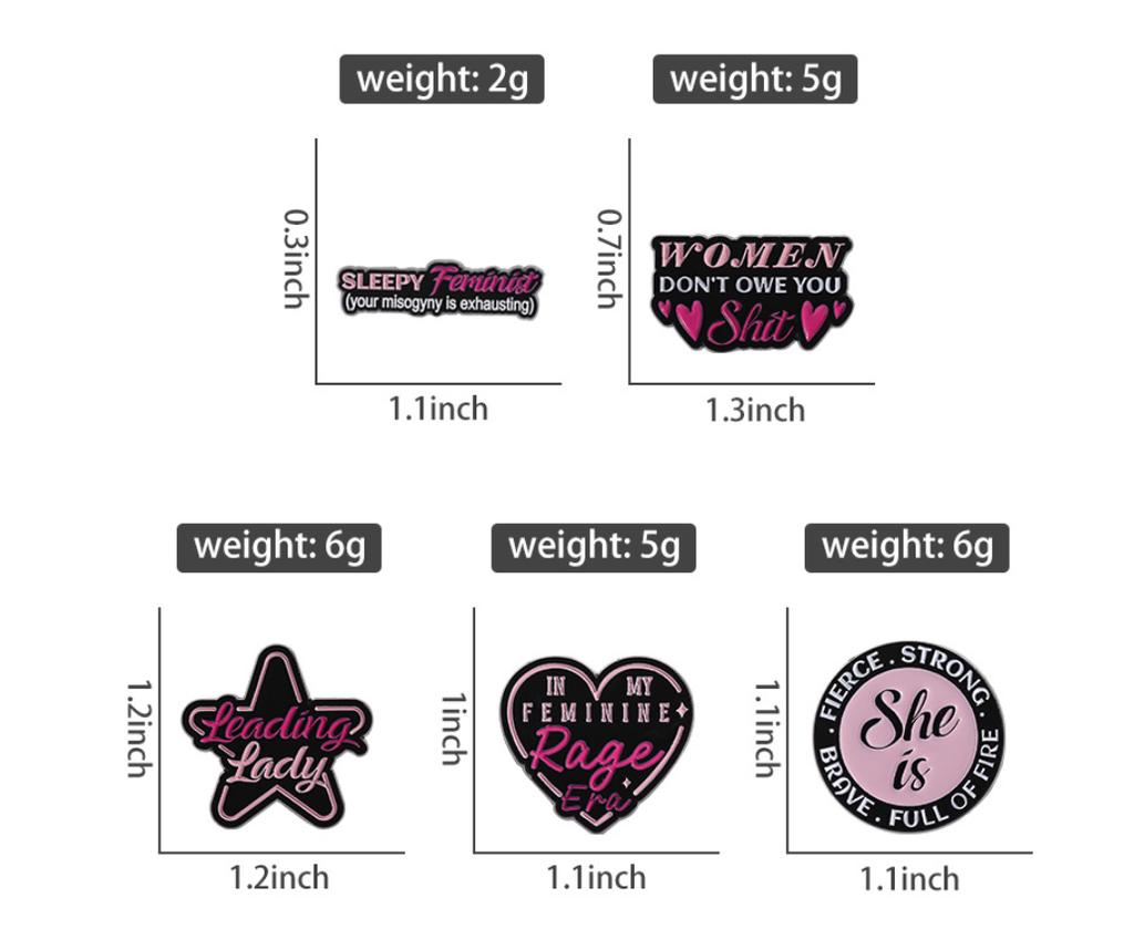 Liebesthema Schwarz vernickelt lackierte Emaillenadel Starke Frauen Empowerment Brosche Anstecknadel Schmuck Geschenk für Freunde