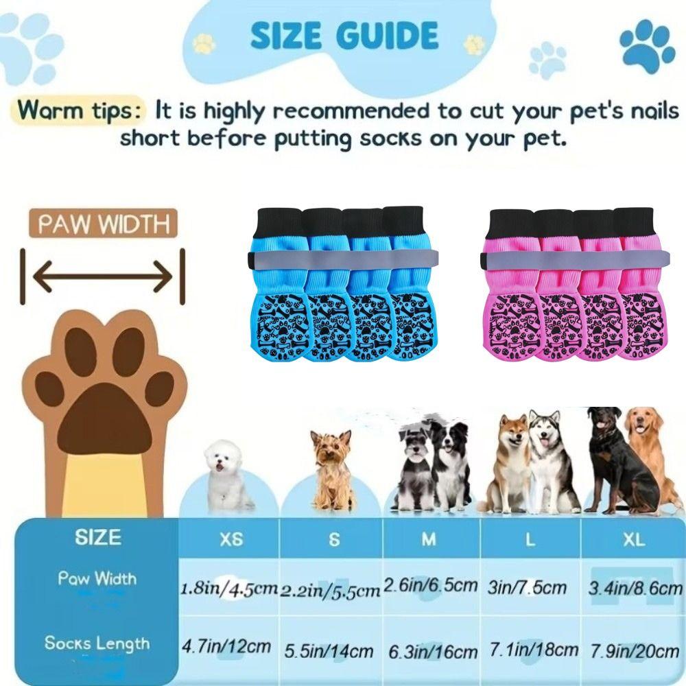 Reflective Anti-Slip Dog Socks Adjustable Dog Paw Protectors Dog Shoes Socks  Anti-Scratch