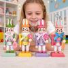 4 Pieces Wooden Bunny Nutcracker Easter Tabletop Sculptures 4.1 Inches Bunny Figures for Workplace Home Bedroom Mantel Decor