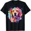 Splash Art Golden Retriever Dog Colorful T-Shirt