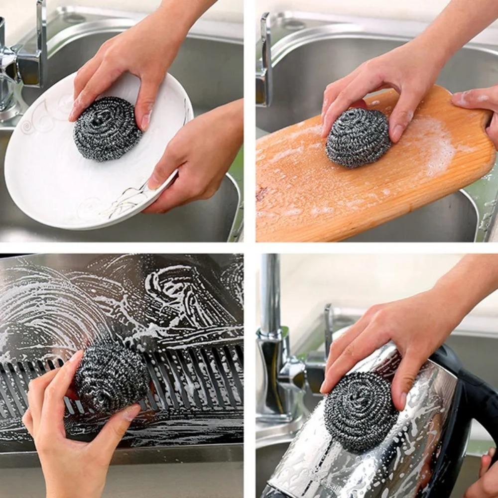 Steel Wire Cleaning Ball Dishwashing Pot Pans Scrubber Stainless Steel Balls Rust Removal Brush Utensil Kitchen Cleaner Tools