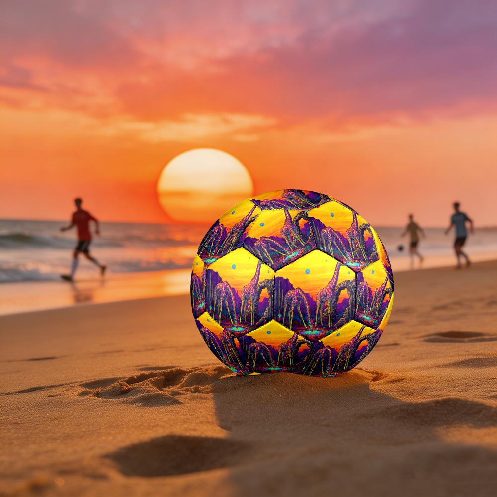 1pc Giraffes Desert Theme Soccer Ball Football, Size 5, Lightweight PVC, Outdoor Training Soccer Ball,Sports Gift T61497