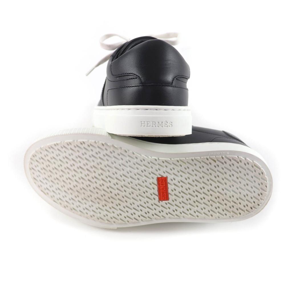 Ausgezeichnete HERMES Sneaker Day Kelly Schnalle Schnürschuhe schwarzes Leder Damen 35 Gebraucht