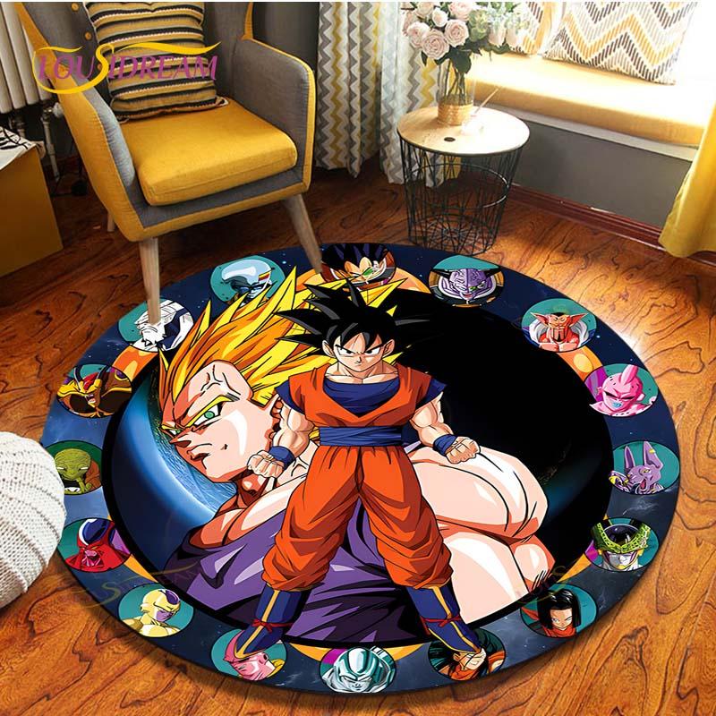 Anime Dragon Ball Goku Round Carpet  Living Room Non-slip Chair 3d Carpet Home Decor Tapis Salon Rugs Mats