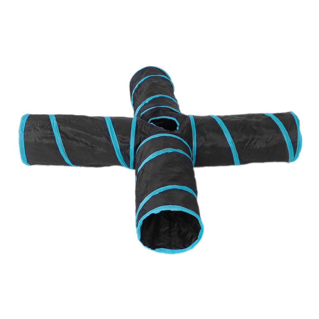 Pet Play Tunnel Collapsible 4 Way Cat Tube with Storage Bag for Cats Dogs Rabbits Indoor and