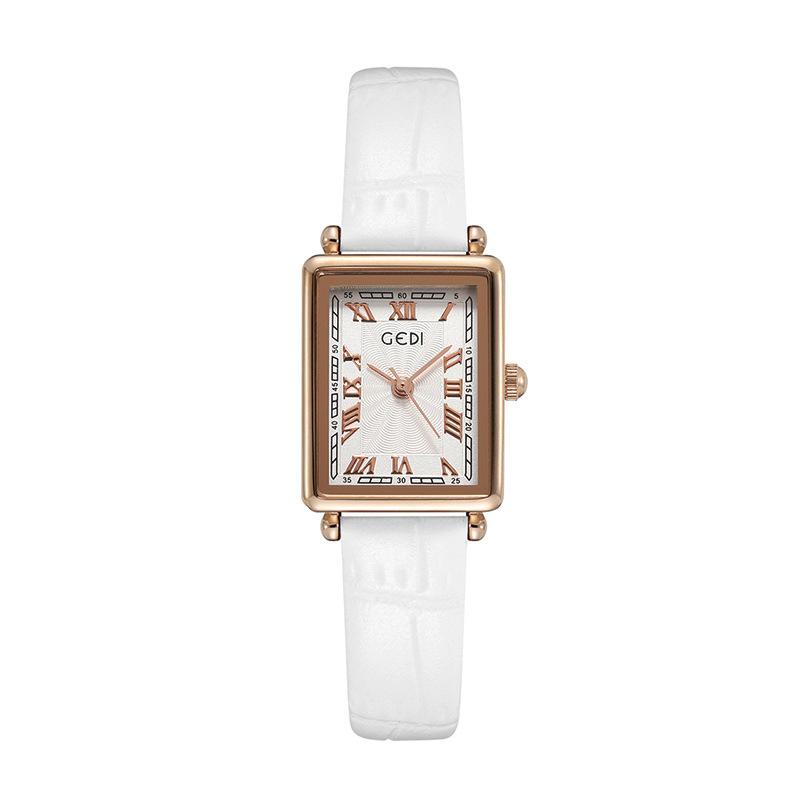 Ladies Roman Vintage Small Square Plate Student Versatile Bamboo Pattern Belt Quartz Waterproof Watch