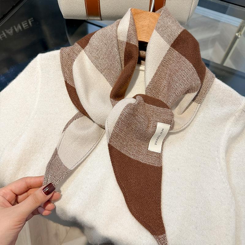 

Imitation Cashmere Rhombus Scarf High-End Shawl Women S Warm Headscarf Multi-Functional Casual Small Autumn And Winter