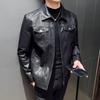 Autumn Men Casual Biker Jacket Men Pu Leather Coat Youth Leisure Faux Leather Jacket Male Loose Fit Mixed Leather Jacket