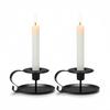 2Pcs Iron Art Taper Candle Holder with Handle Vintage Metal Candlestick Home Living Room Christmas Wedding Party Candle Stand Table Centerpiece
