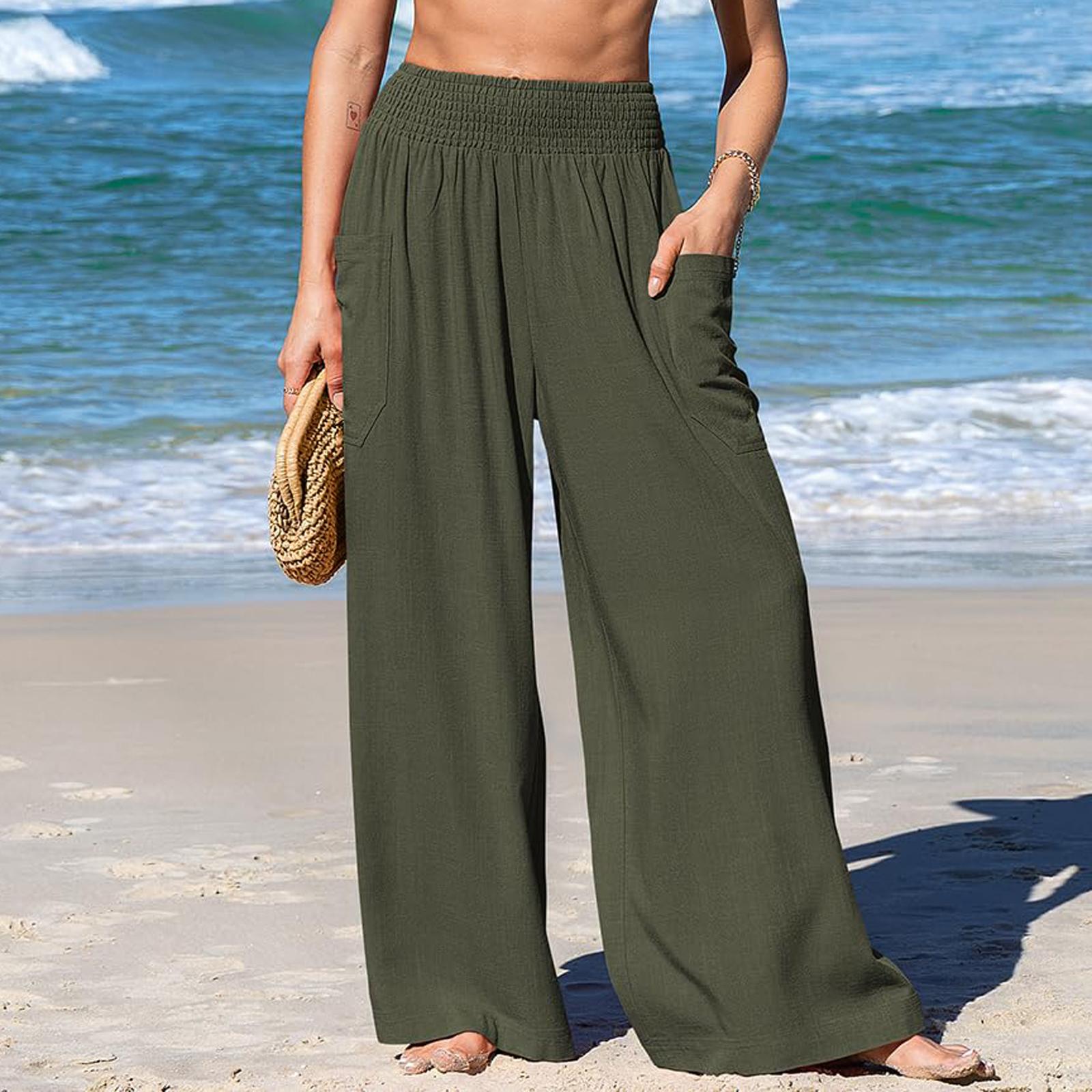 Women s Casual Fashion -Color Loose Straight-Leg Pants L