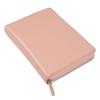 Lightex Monolether02z (Milky Pink, A5 Size) - Genuine Vegetable-Tanned Leather Zippered Organizer with 6-Hole Rings