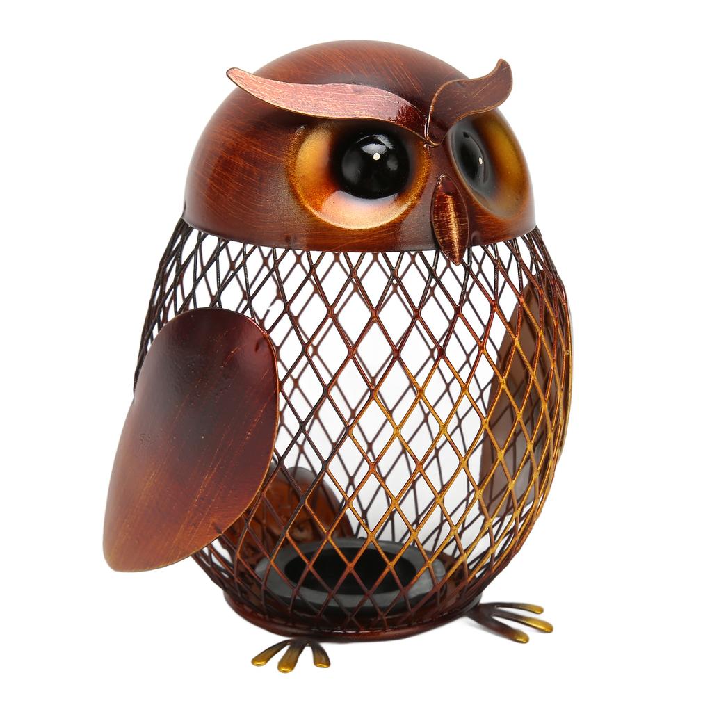 Owl Piggy Bank Owl Shaped Metal Coin Box Handwork Crafting Ornament for Coins Change Living Room