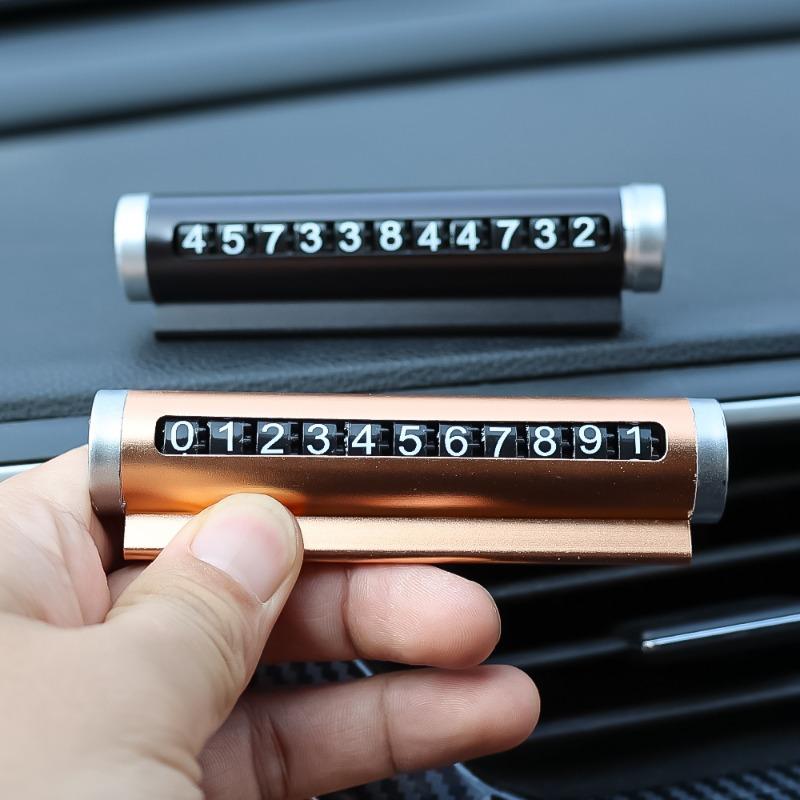 Metal Car Temporary Parking Card Rotate Phone Number Plate Aluminum Stickers Park Stop In Car-styling Auto Accessories