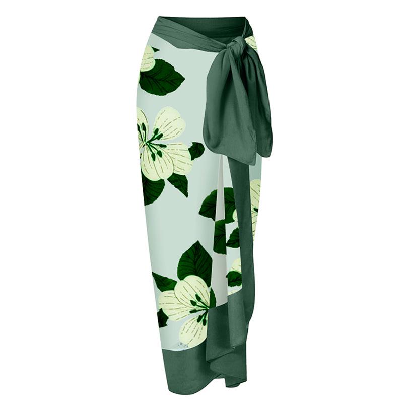 

Европейская и американская юбка миди в стиле отпуска с завязками One Size светло-зеленый