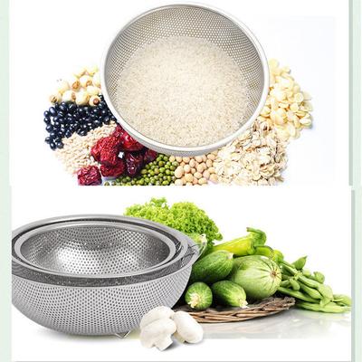 Stainless Steel Drain Basket 25.5cm Outer Diameter Rice Sieve Fruit Vegetable Storage Basket Multi-Purpose Kitchen Essential