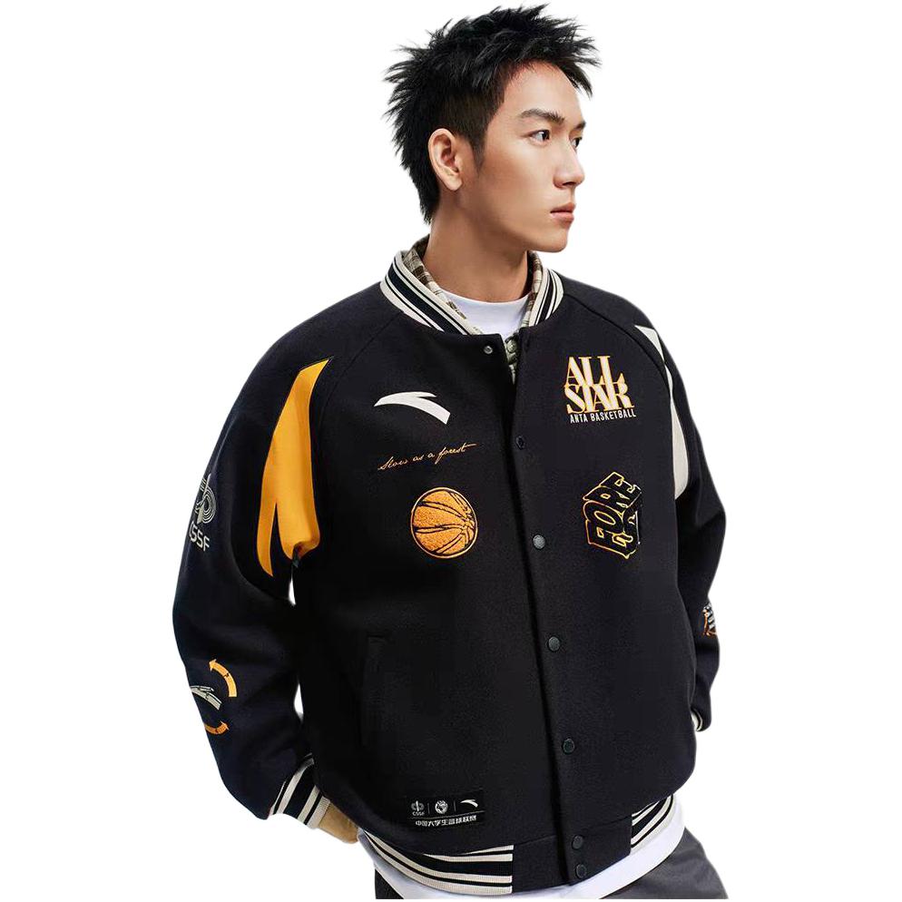 Anta Campus Basketball Series Knitted Casual Jacket Spring 2026 Men tops Black Orange Gray 152611738-1