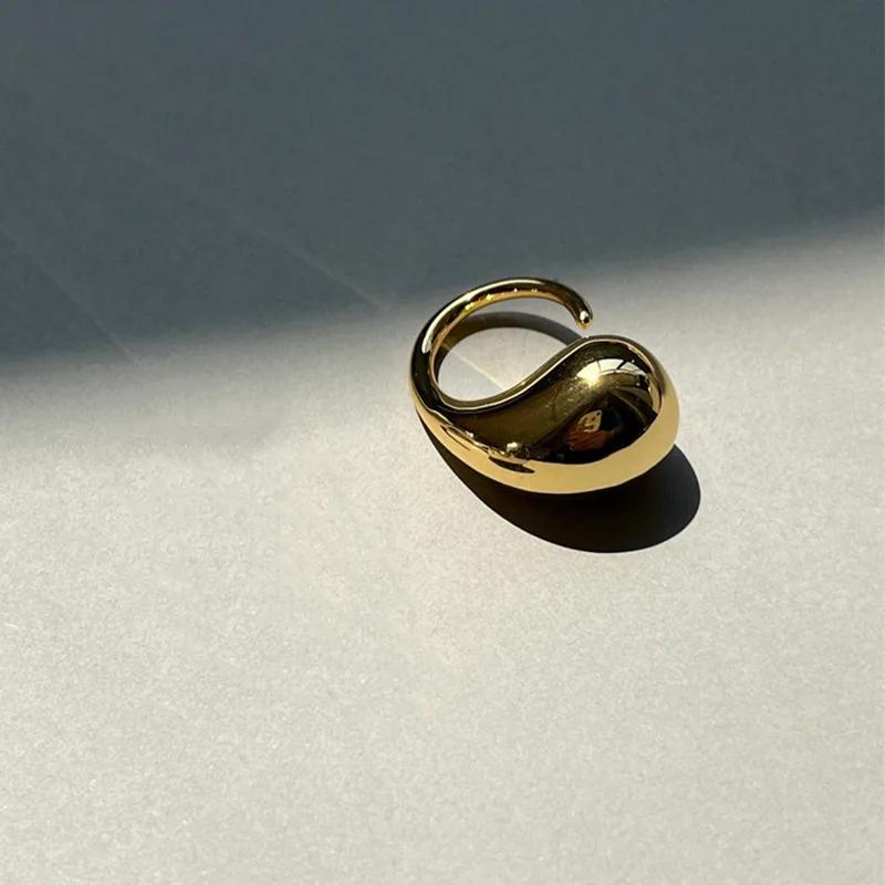 LATS Designer Gold Silver Colour Water Drop Ring Woman Europe America Jewelry Trendy Accessories Gift