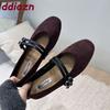 Fashion Fashion Buckle Strap Ladies Mary Janes Flats Shoes Round Toe Female Shallow Footwear Flock Women Ballet Flats Dance Shoes New