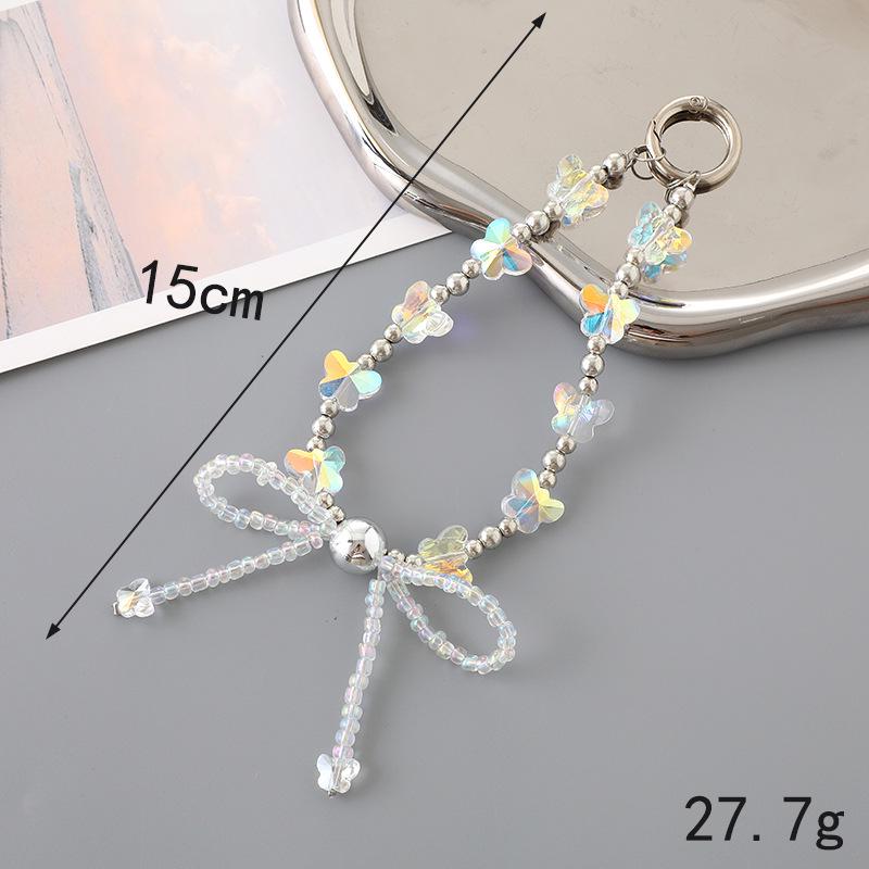 New Pearl Bow Beaded Pendant Phone Case Charm Wrist Strap Lanyard