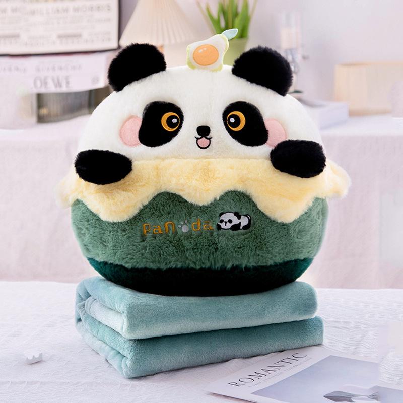 

Panda Pillow Blanket: Multifunctional Office Nap Cushion & Hand Warmer for Car Use. Cushion: 38x38cm, Blanket: 0.8x1m