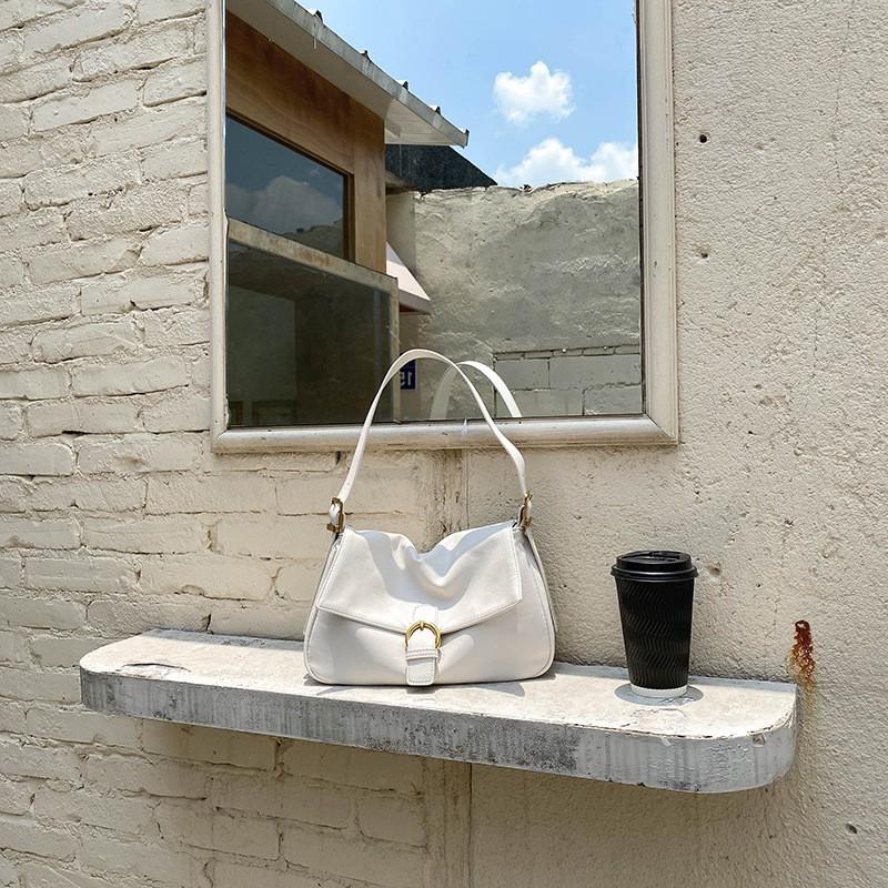 Custom-made Korean Soft Leather Bag Women s Fashionable Shoulder PU Retro Handbag Underarm белый