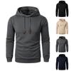 Men Fall Winter Hoodie Solid Color Drawstring Long Sleeves Jacquard Design Hooded Elastic Cuff And Hem Thin Daily Wear Casual Sport Top
