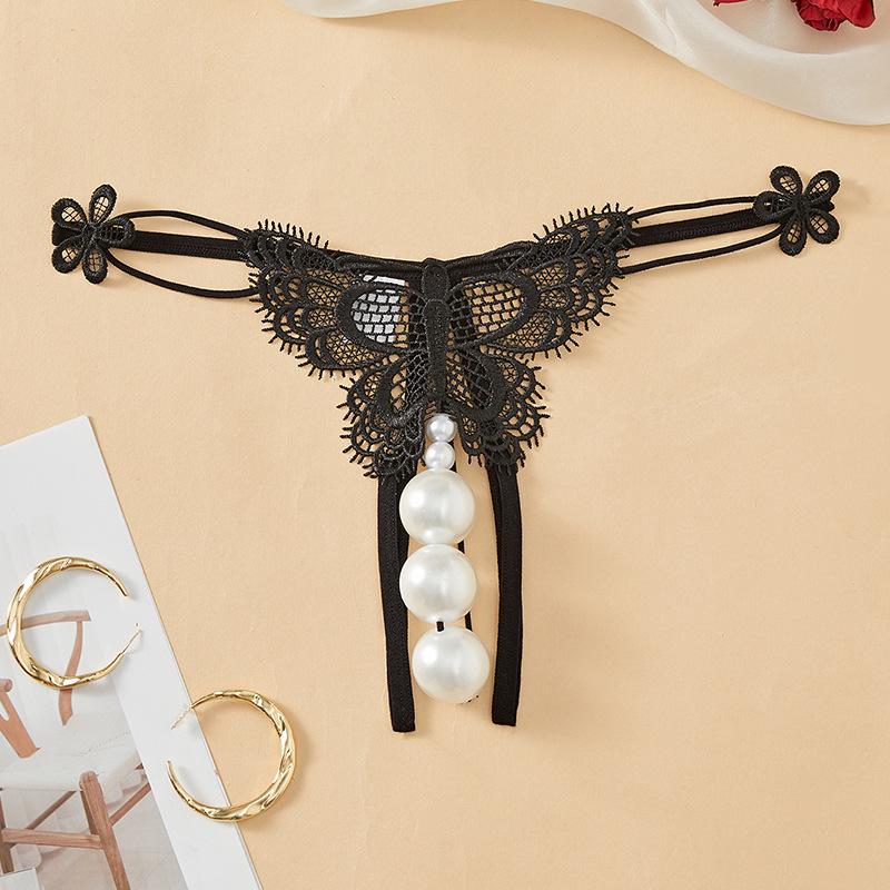 "Large Sexy Thong with Pearl Massage, Open Crotch, Easy Removal - European & American Style"