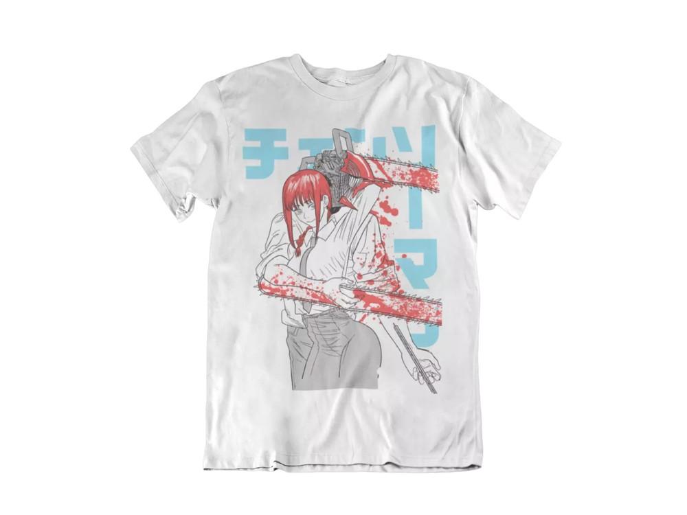 Человек-бензопила Новый, графический дизайн, Дэндзи, Макима, Почита, Аниме - Белая унисекс футболка L