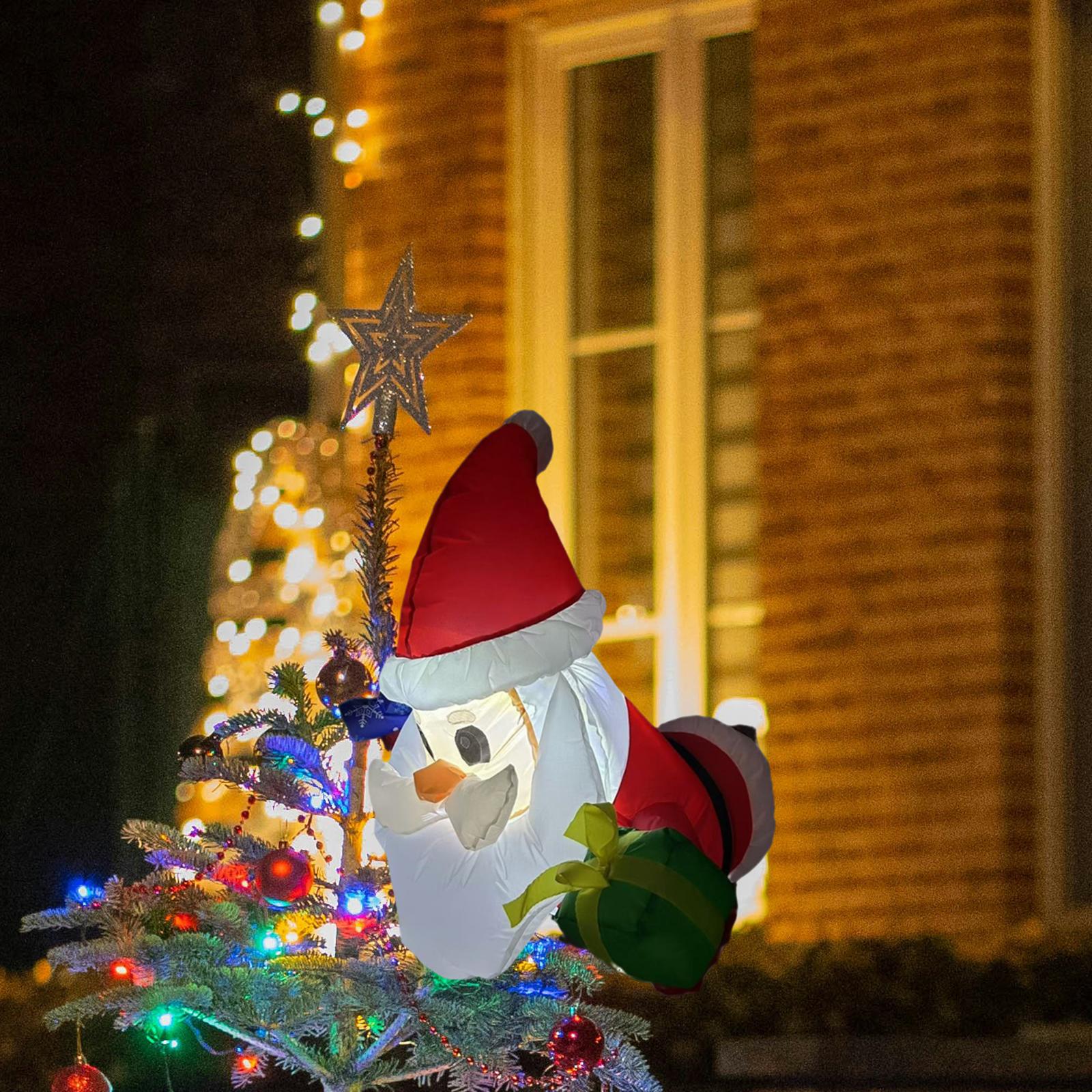 Christmas Inflatable Santa Blow up Santa Weatherproof Ornament Light up Christmas Inflatable Yard Decoration for Patio Winter