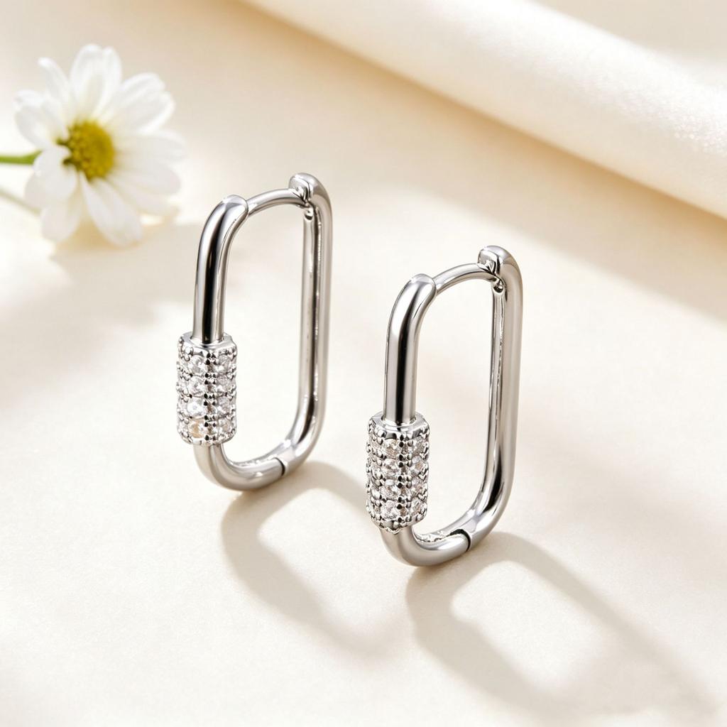 Light Luxury Geometric U Shaped Oval Hoop Earrings For Women Retention Personalized Versatile Jewelry
