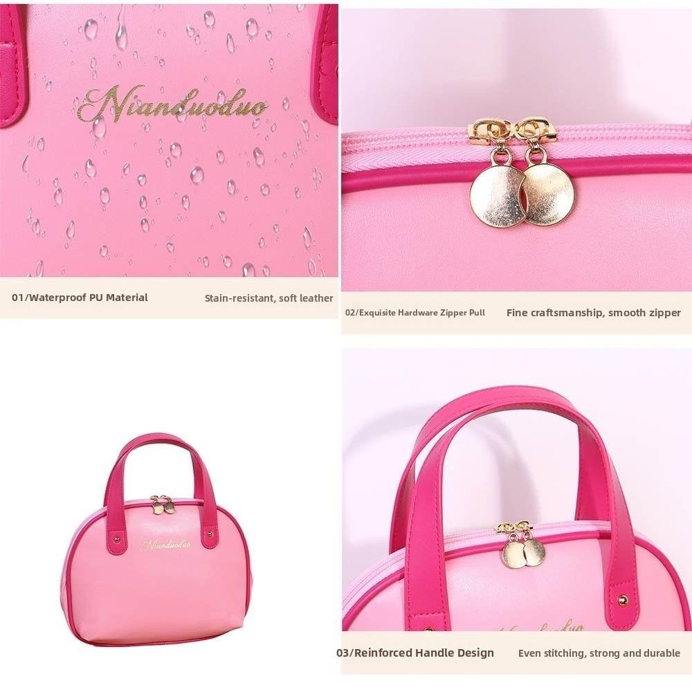 Storage Container PU Cosmetic Bag Large Capacity Washing Bag Portable Handheld  Make Up Bag  Girls