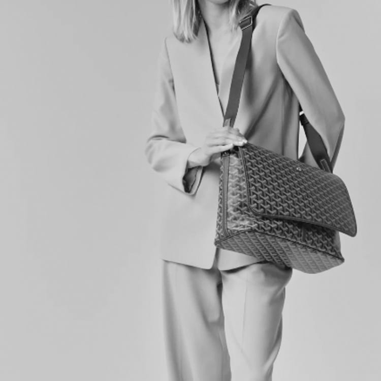 Goyard CAPETIEN Canvas With Leather Messenger Bag, Shoulder Bag, Crossbody Bag Medium Unisex Black CAPETIMMLTY-01CG01P