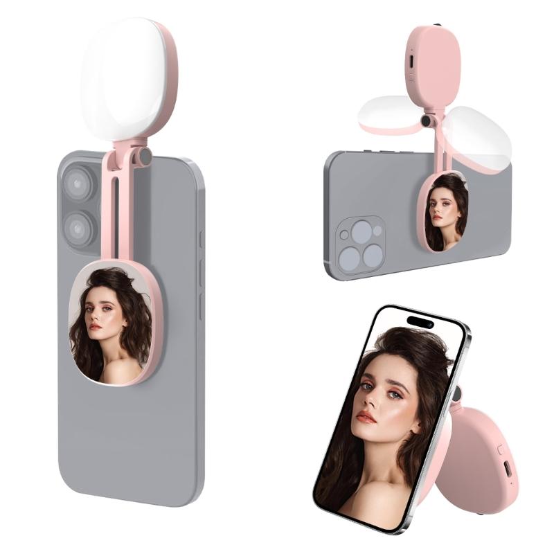 Rechargeable Magnetic LED Circle Light For Smartphone Rotating Angle Individual Portrait Mirror Portable Studio Lighting Type C Charging