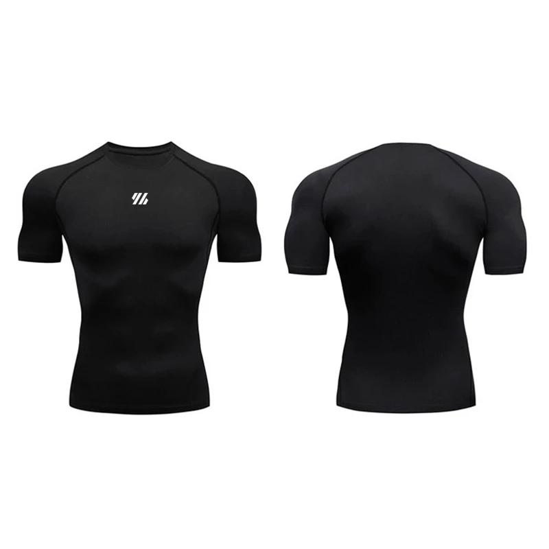 Muscleguys Compression Shirt Men Summer Sportswear Running T-shirt Elastic Quick Dry Sport Tops Tee Athletic Gym Workout T Shirts Men