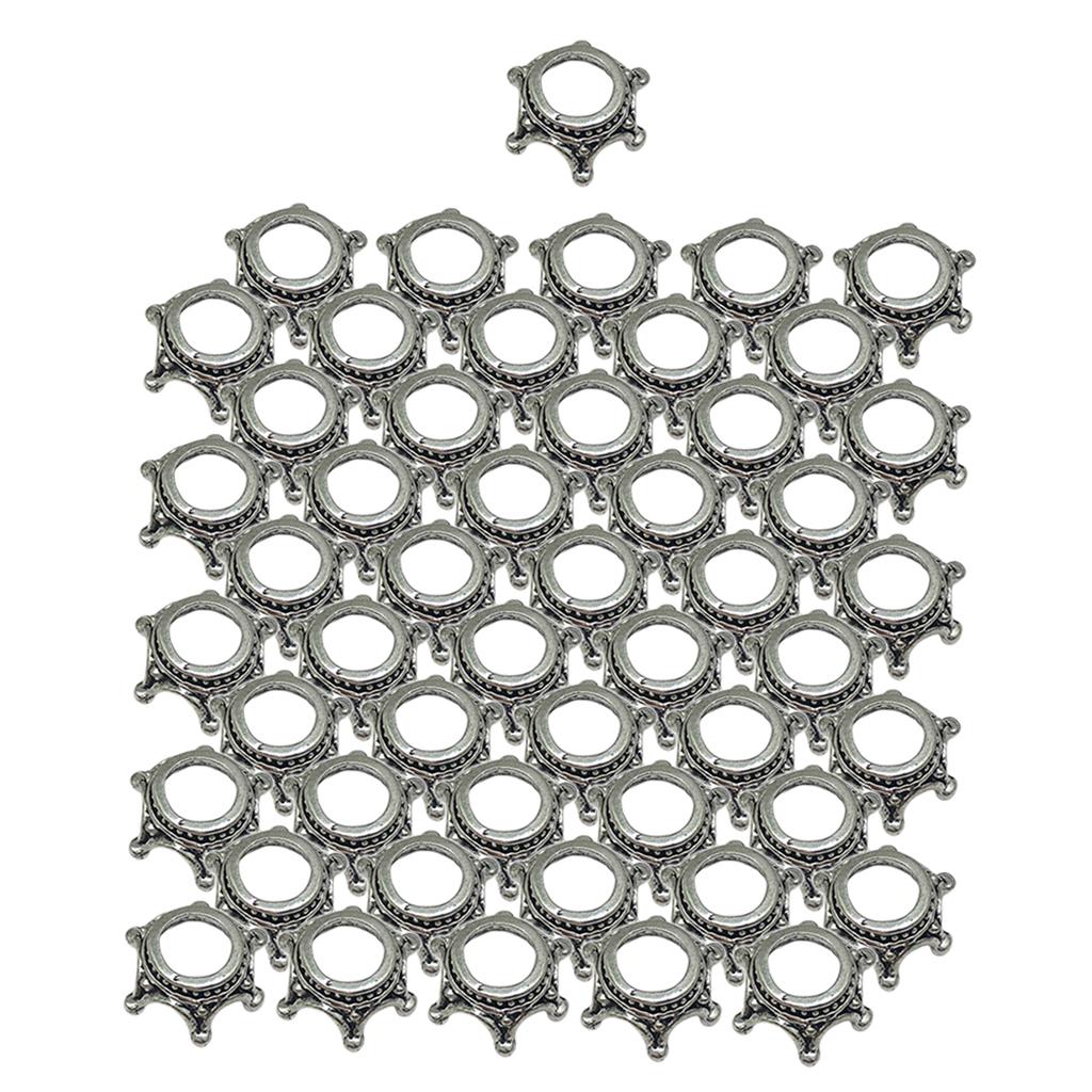 50pcs Crown Charms Beads for Jewelry Making Necklace Earrings Antique Bronze