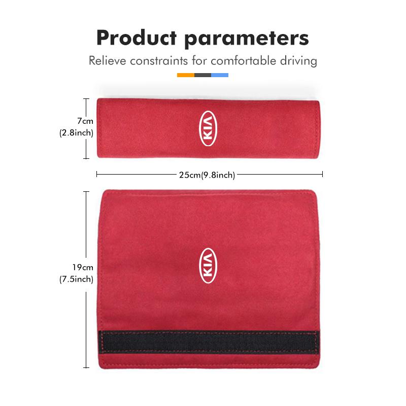 OUXU2 For KIA Car Logo Seat Belt Cushion Safety Belt Shoulder Protector Pads Stinger Optima Cerato Soul Venga Forte Spectra Sedona