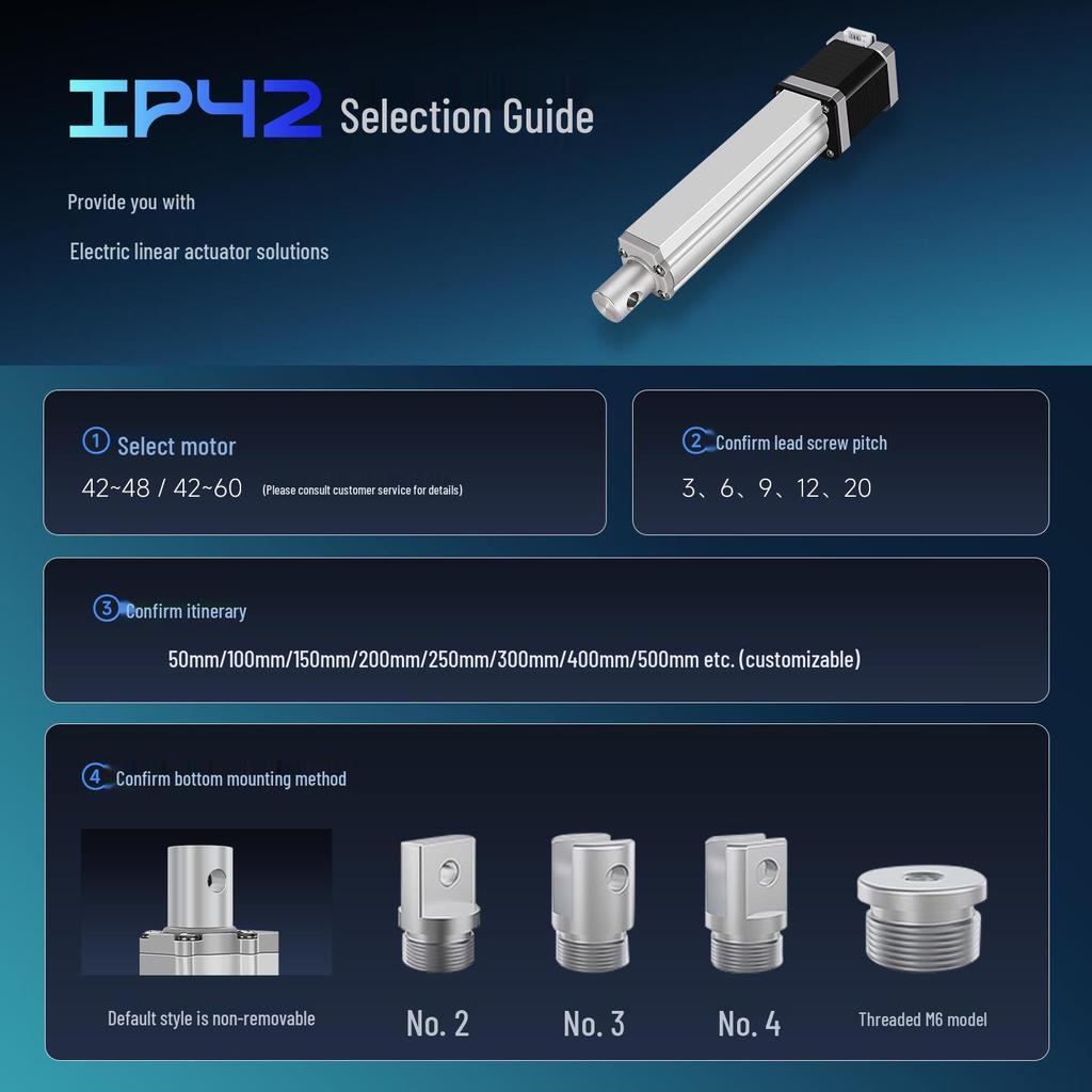 12V DC Průmyslový elektrický pohon: Teleskopická tyč s vysokým tahem a lineárním zdvihem, IP42