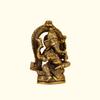 Pure Brass Idol, Ganesh Bhagwan Sitting On Singhasan Gold Color - 4.5 Inch