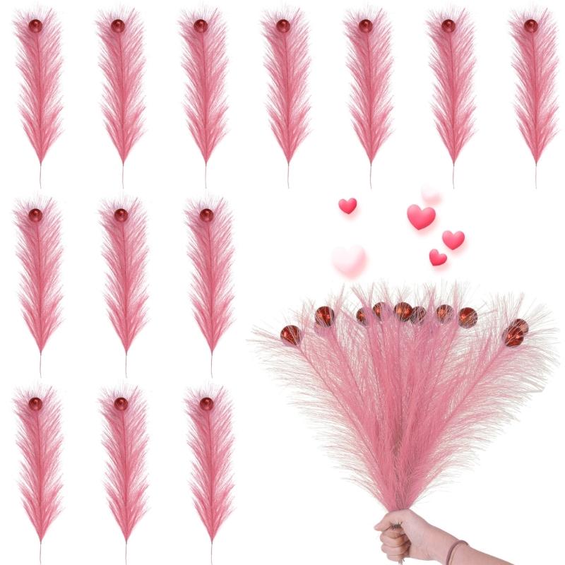 Faux Pampas Grass Decor,Artificial Pampas Grass Fluffies Home Decor,Pompous Grass Flower Arrangement Home Wedding Decor