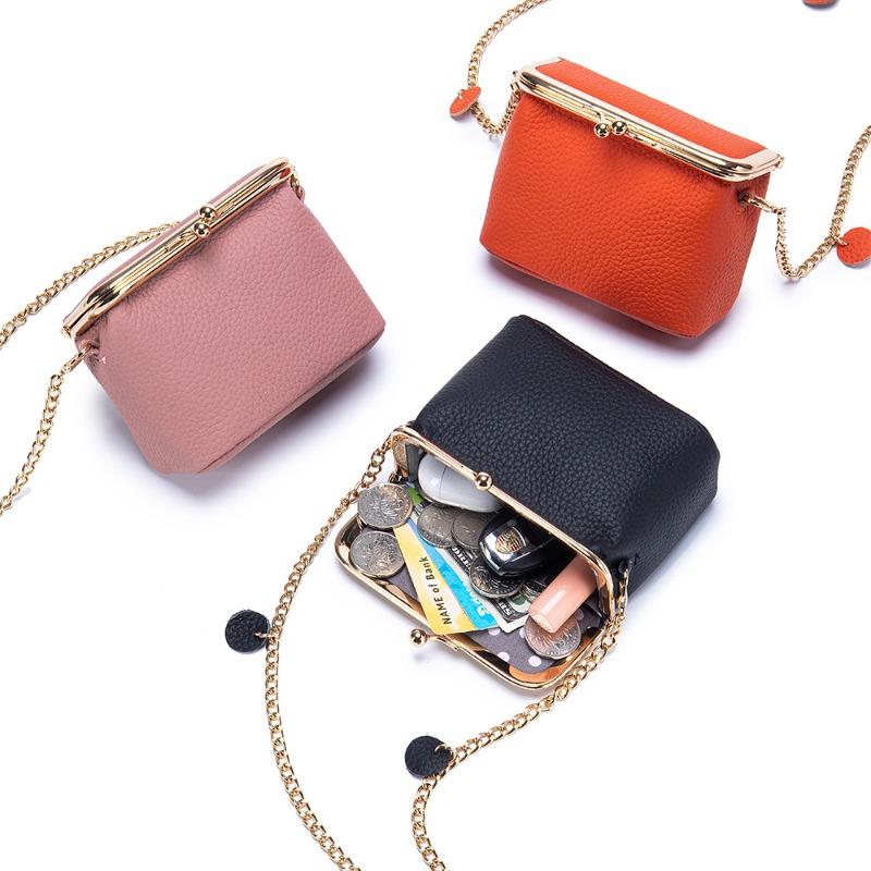 New fashion chain bag, simple and portable shoulder messenger bag, genuine leather multi-functional gold storage bag, large capacity