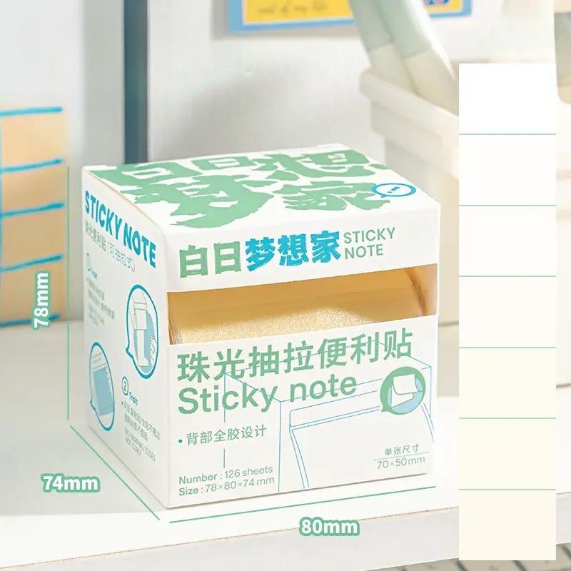 126sheet/set Pearlescent Gradient Color Sticky Note Transparent Keys Word Memo Pad Waterproof Knowledge Record Paper Student