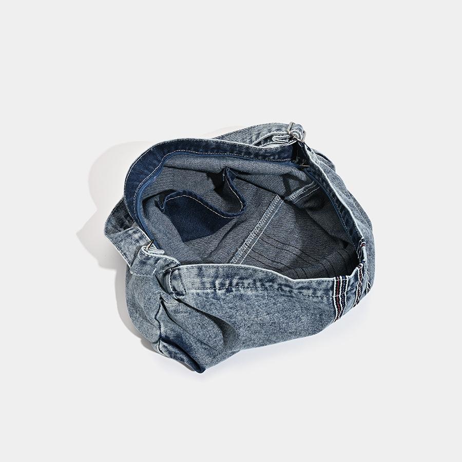 Lazy Feng Shui Wash Denim Bag Women's College New Artistic Canvas Shoulder Bag Large Capacity Casual Fashion Bag