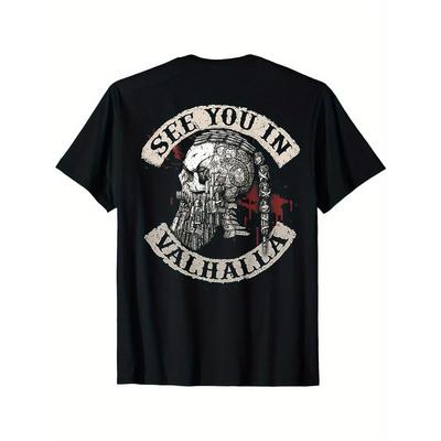 Europäische Größen See You In Valhalla Totenkopf Wikinger T-Shirt