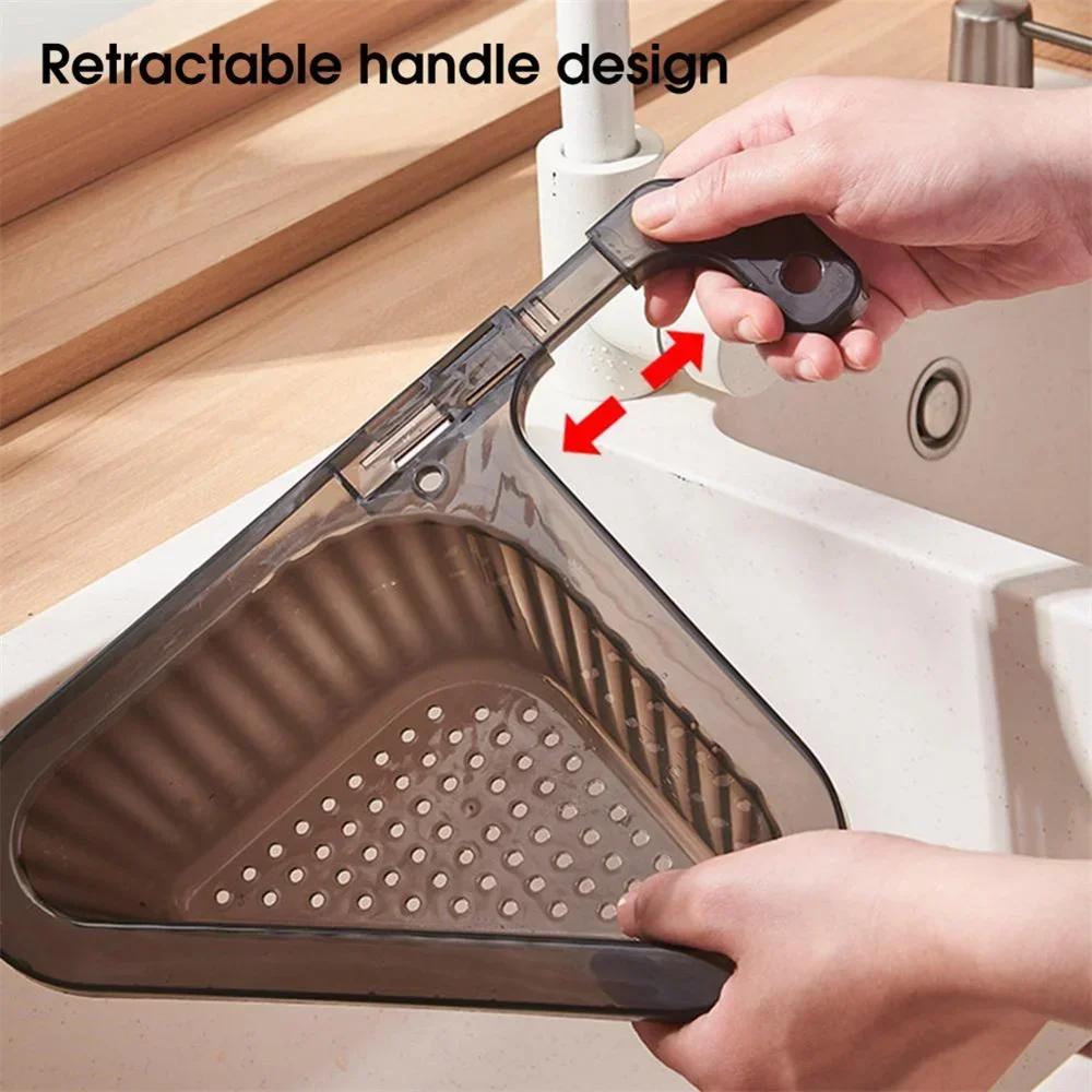 

Kitchen Sink Filter Basket Corner Drain Strainer Basket Triangular Sink Storage Hanging Filtering Draining Rack Drains Rack зелёный