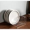 IMEEA Dish Stand, Dish Drying Rack, Plate Holder, W26×D18×H11.5cm, Plate and Pot Lid Storage Rack, Stainless Steel, 8 Compartments, Space-Saving, Silv