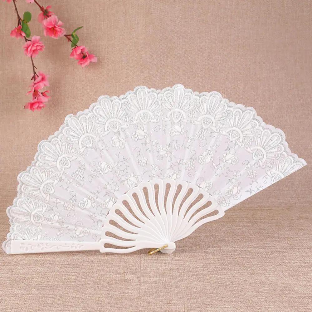 23 Colors Lace OR Cloth Spanish Fabric Silk Folding Hand Held Dance Fan Flower Party Wedding Prom Dancing Summer Fan Accessories