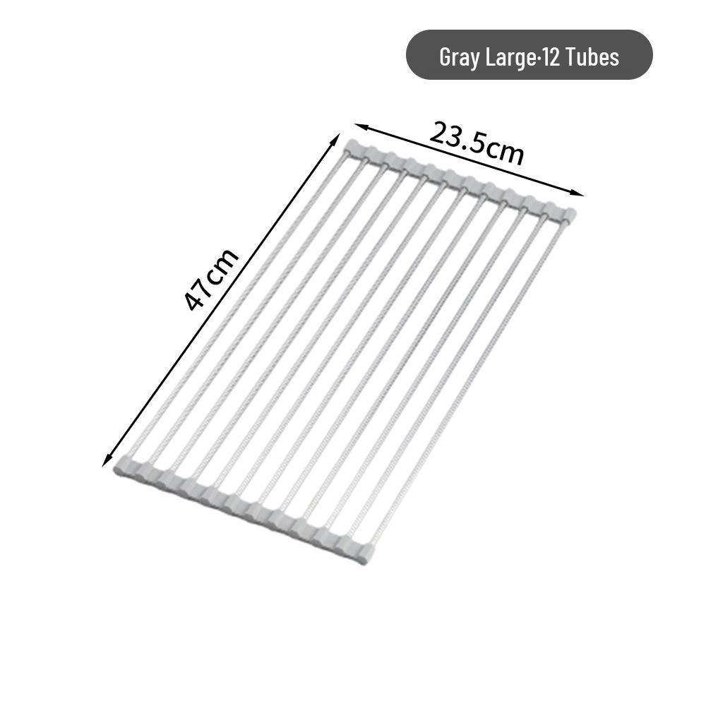 Black Stainless Steel Foldable Drain Rack for Kitchen Sink