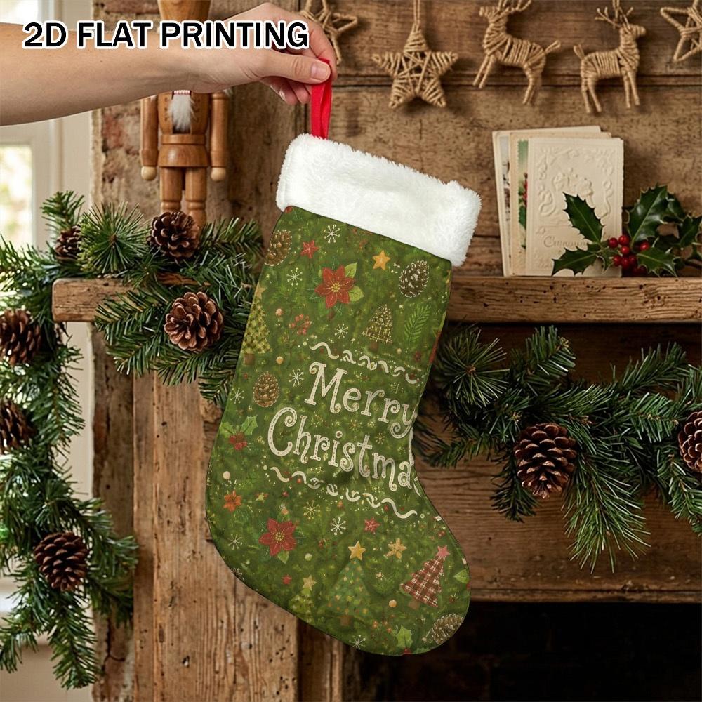 Christmas decoration fireplace hanging stocking1pc 1pcs Soft Christmas Holly & Snowflake Stocking Decorations