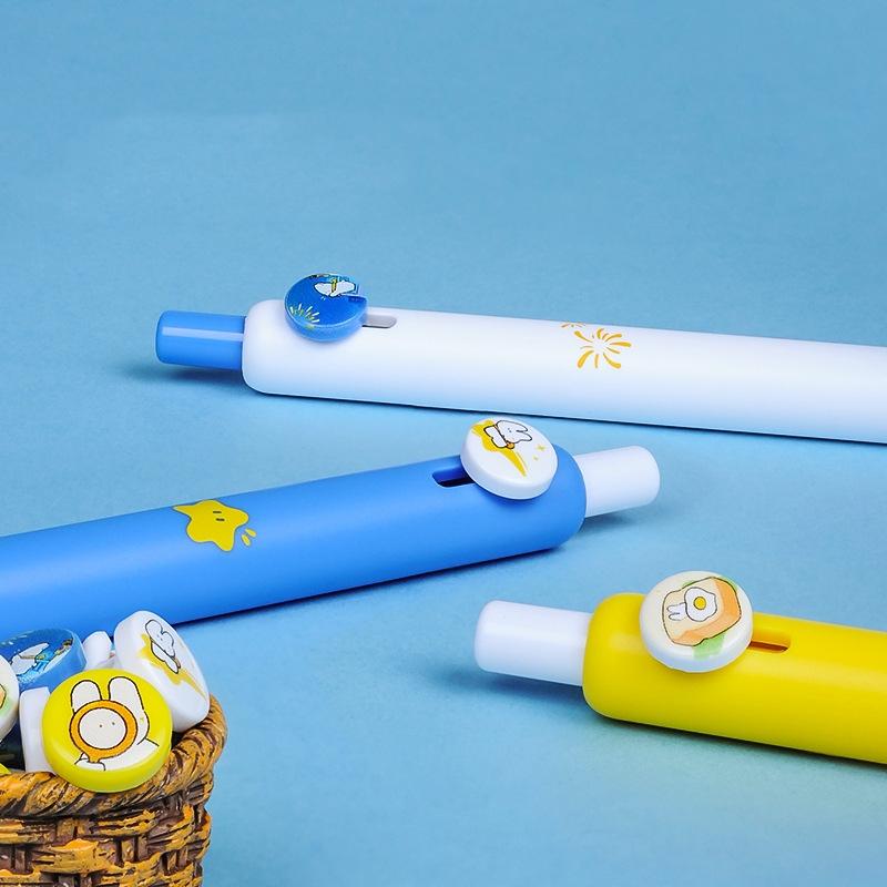 4pcs Cute Rabbit Gel Ink Pens Set Button Click 0.5mm Ballpoint Quick Dry Black Color for Writing