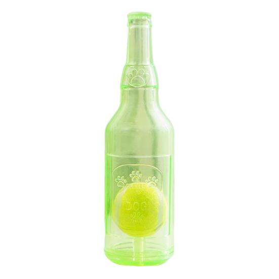 Water Bottle Dog Toy Squeaky TPR Bottle Dog Chew Toy with Tennis Ball Inside Interactive Fetch Toy for Small Medium Large Dogs
